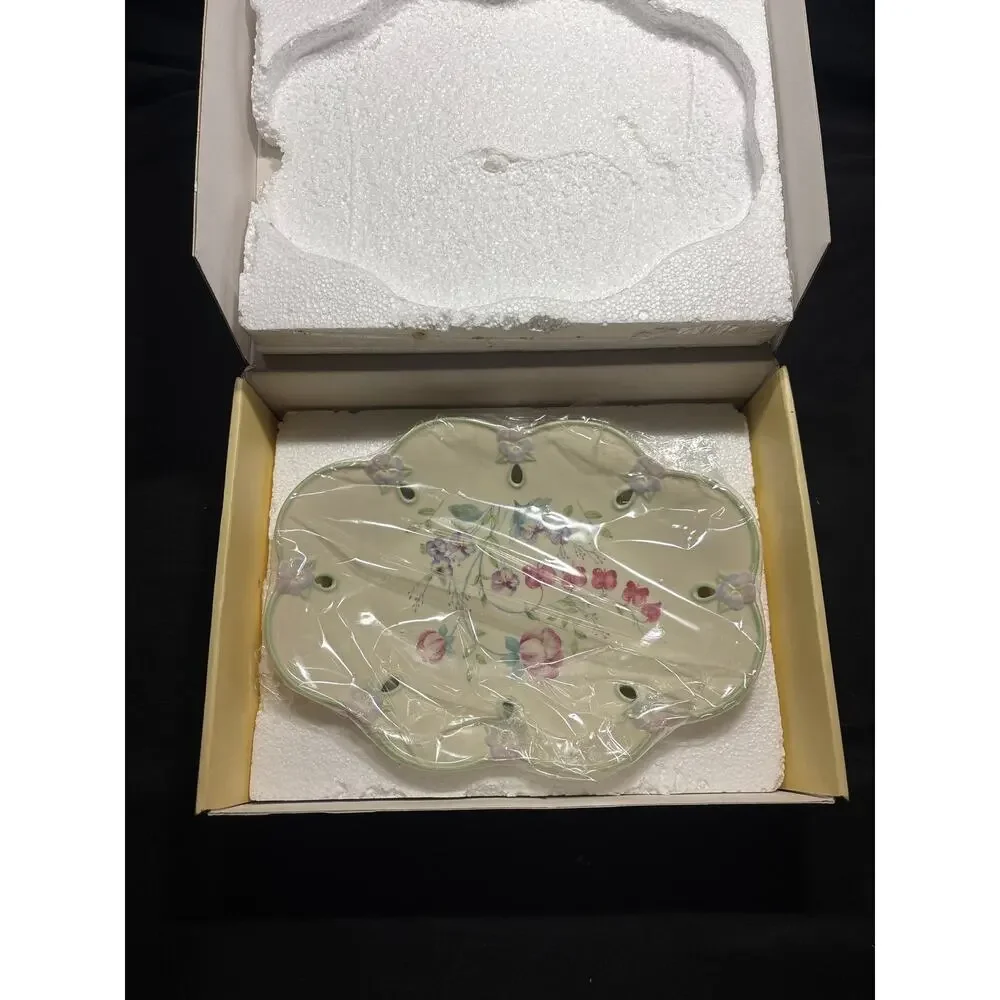 Lenox Spring Vista Pierced Oval Dish Floral Reticulated Serving Platter